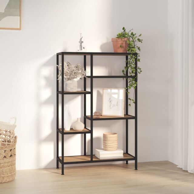 Berkfield Home Book Shelf 80x30x120 cm Steel & Engineered Wood in Brown - Size: 80 x 30 x 120 cm - image 1