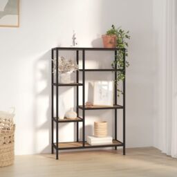 Berkfield Home Book Shelf 80x30x120 cm Steel & Engineered Wood in Brown - Size: 80 x 30 x 120 cm - thumbnail 1