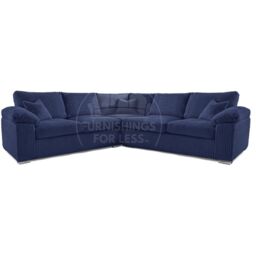 Furnishings For Less UK Delta Large 5 Seater Corner Sofa Jumbo Cord L Shape in Blue - thumbnail 1