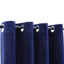 Berkfield Home Elegant Blackout Curtains with Rings 2 pcs Velvet Dark Blue 140x175 cm