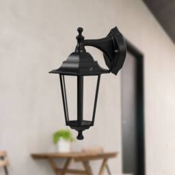 First Choice Lighting Cumbria - Black with Clear Six Sided IP44 Outdoor Downward Wall Light - thumbnail 3