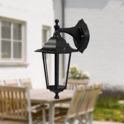 First Choice Lighting Cumbria - Black with Clear Six Sided IP44 Outdoor Downward Wall Light - thumbnail 2