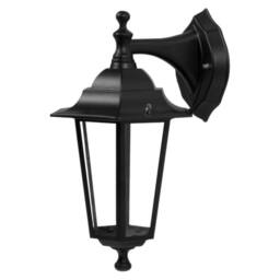 First Choice Lighting Cumbria - Black with Clear Six Sided IP44 Outdoor Downward Wall Light