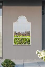 "MirrorOutlet White Metal Framed Arched Garden Wall Mirror 41"" X 24"" (104CM X 62CM) - Size: 1 Pack"