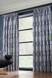 Alan Symonds Omega Lined Taped Pencil Pleat Curtains in Navy - Size: 168 cm width x 183 cm drop - thumbnail 1