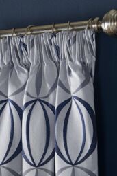 Alan Symonds Omega Lined Taped Pencil Pleat Curtains in Navy - Size: 168 cm width x 183 cm drop - thumbnail 2