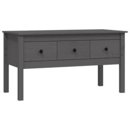 Berkfield Home Coffee Table Grey 102x49x55 cm Solid Wood Pine - Size: 102 x 49 x 55 cm