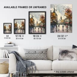 "Artery8 Bishop Auckland Castle Modern Artwork Autumnal Framed Art Print in Grey - Size: W12"" x H16""" - thumbnail 3