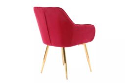 Hygrad Built to Survive Set of 2 Velvet Dining Chair Padded Seat Gold Legs Kitchen Home Office Lounge Chair in Red - thumbnail 6