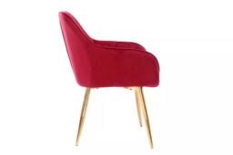 Hygrad Built to Survive Set of 2 Velvet Dining Chair Padded Seat Gold Legs Kitchen Home Office Lounge Chair in Red - thumbnail 5