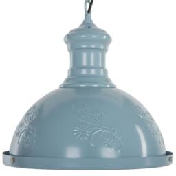 Wyld and Coco Cobalt Blue Round Metal Pendant Lamp with Raised Flower Detail - thumbnail 2