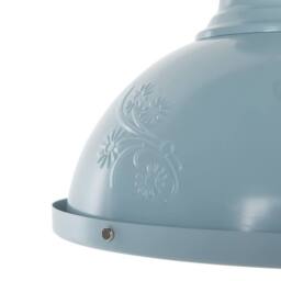 Wyld and Coco Cobalt Blue Round Metal Pendant Lamp with Raised Flower Detail - thumbnail 6