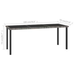 Berkfield Home Durable Garden Dining Table Grey 180x70x73 cm Poly Rattan - Size: 180 x 70 x 73 cm - thumbnail 5