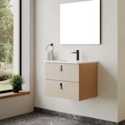 Banyetti Invicta 600mm Wall Hung Vanity with Athena Basin - Cashmere in Beige - thumbnail 3