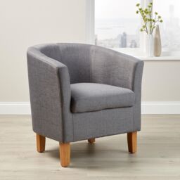 Home Source Bedford Small Padded Occasional Accent Tub Chair in Grey - thumbnail 1
