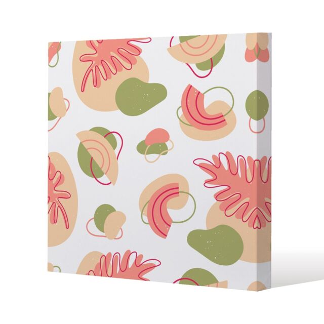 Benjamin Tate Design botanical elements with line art (Canvas Print) / 101 x 101 x 4cm in Natural - Size: 101 x 101 x 4 cm - image 1