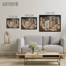 "Artery8 Panini Ancient Rome Classical Antiquities Framed Canvas Wall Art Print - Size: W18"" x H24""" - thumbnail 4