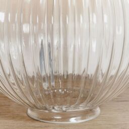 Loops Round Textured Table Lamp Base Clear Ribbed Glass & Nickel Classic Globe Bulb in Metallics - thumbnail 4