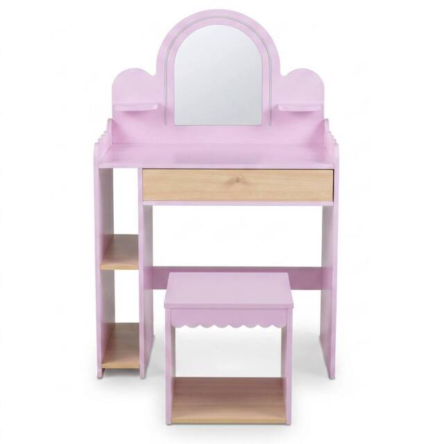 CASART Kids Vanity with Lights Pretend Makeup Dressing Table Set in Pink - image 1