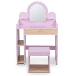 CASART Kids Vanity with Lights Pretend Makeup Dressing Table Set in Pink
