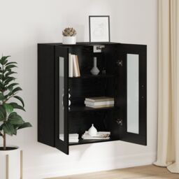 Berkfield Home Hanging Wall Cabinet Black 69.5 x 34 x 90 cm Engineered wood - thumbnail 4