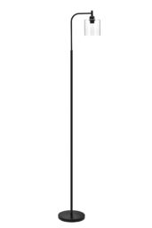Living and Home Black Industrial Floor Lamp - Modern Glass Shade Design - thumbnail 5