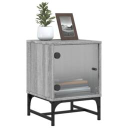 Berkfield Home Elegant Bedside Cabinets with Glass Doors 2 pcs Grey Sonoma 35x37 - thumbnail 5