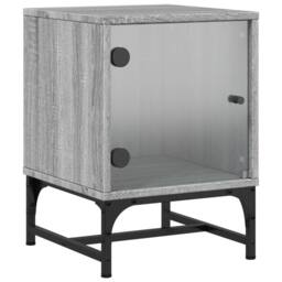 Berkfield Home Elegant Bedside Cabinets with Glass Doors 2 pcs Grey Sonoma 35x37 - thumbnail 4