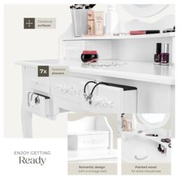 tectake Dressing Table in White - thumbnail 7
