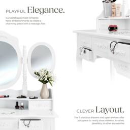 tectake Dressing Table in White - thumbnail 3