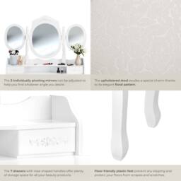 tectake Dressing Table in White - thumbnail 4