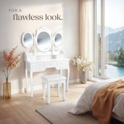 tectake Dressing Table in White - thumbnail 8