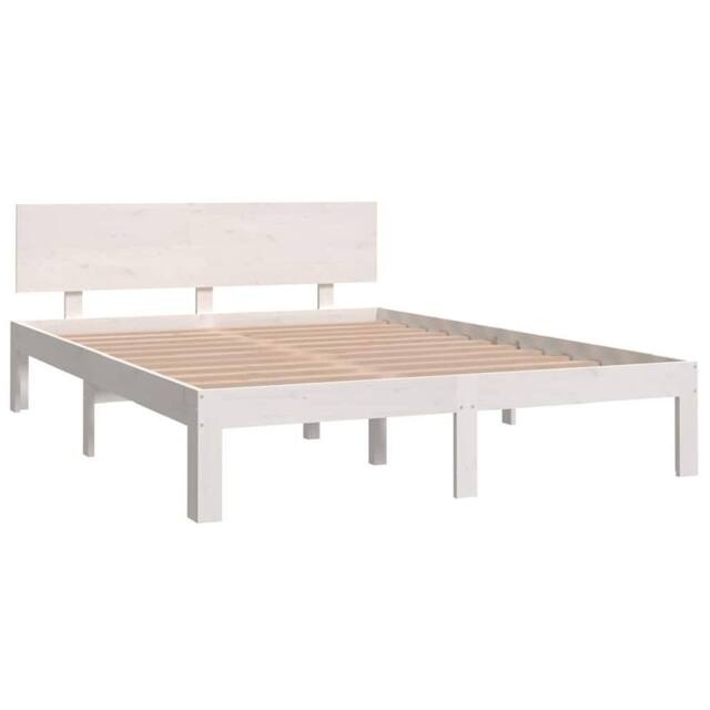 Berkfield Home Beautiful Bed Frame White Solid Wood 150x200 cm King Size - image 1