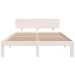 Berkfield Home Beautiful Bed Frame White Solid Wood 150x200 cm King Size - thumbnail 4