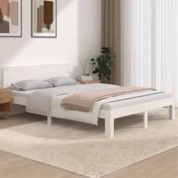 Berkfield Home Beautiful Bed Frame White Solid Wood 150x200 cm King Size - thumbnail 2