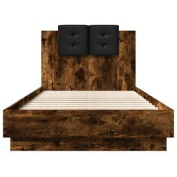Berkfield Home Bed Frame with LED without Mattress Smoked Oak 90x190 cm Single in Brown - thumbnail 6
