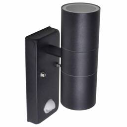 Berkfield Home LED Wall Lamp Stainless Steel Cylinder Shape Black with Sensor - thumbnail 1