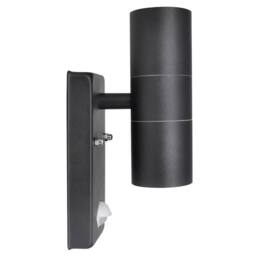 Berkfield Home LED Wall Lamp Stainless Steel Cylinder Shape Black with Sensor - thumbnail 3