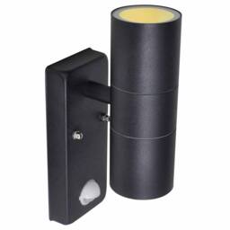 Berkfield Home LED Wall Lamp Stainless Steel Cylinder Shape Black with Sensor - thumbnail 4