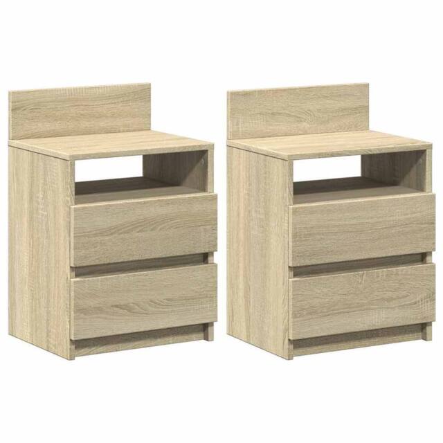 Berkfield Home Bedside Cabinets 2 pcs with 2 Drawers Sonoma Oak 40x33x60 cm in Light Brown - Size: 40 x 33 x 60 cm - image 1