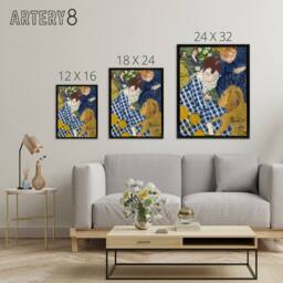 "Artery8 Women with Dog Art Nouveau Painting Bonnard Black Framed Canvas Art - Size: W12"" x H16""" - thumbnail 4