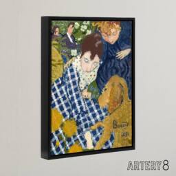 "Artery8 Women with Dog Art Nouveau Painting Bonnard Black Framed Canvas Art - Size: W12"" x H16""" - thumbnail 2
