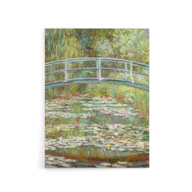"Artery8 Bridge over a Pond of Water Lilies Monet Vintage Canvas Wall Art in Green - Size: W18"" x H24""" - image 1
