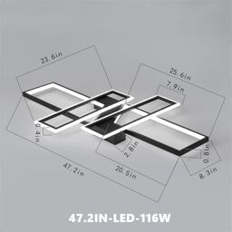 COMELY LED Ceiling Light, 45W Modern Dimmable Ceiling Lighting, Black, 120CM in Black - thumbnail 5