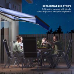 OUTSUNNY 2.5 x 2m Electric Awning with LED Light & Remote Controller in Blue - thumbnail 6