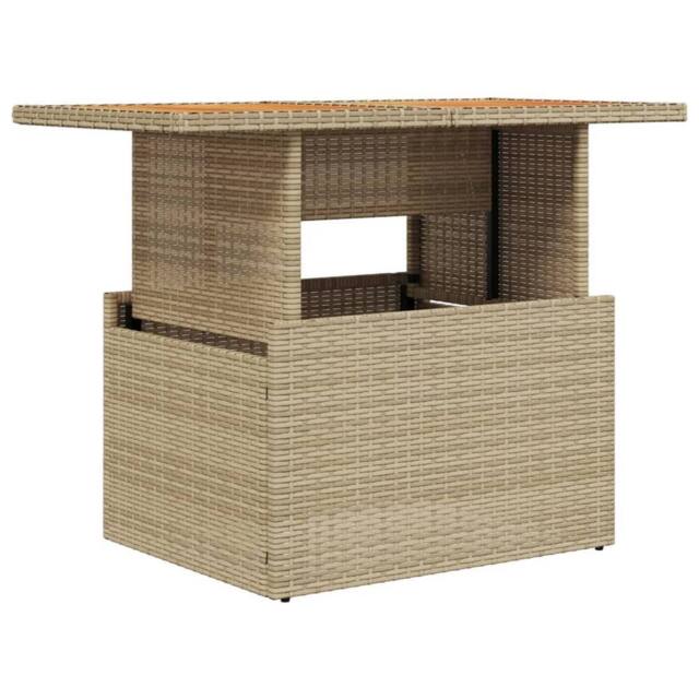 Berkfield Home Garden Table Beige 100x55x73 cm Poly Rattan & Acacia Wood - Size: 100 x 55 x 73 cm - image 1
