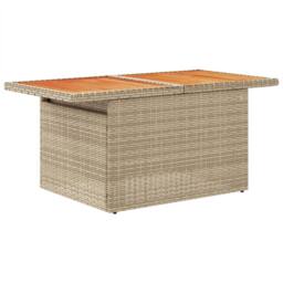 Berkfield Home Garden Table Beige 100x55x73 cm Poly Rattan & Acacia Wood - Size: 100 x 55 x 73 cm - thumbnail 4