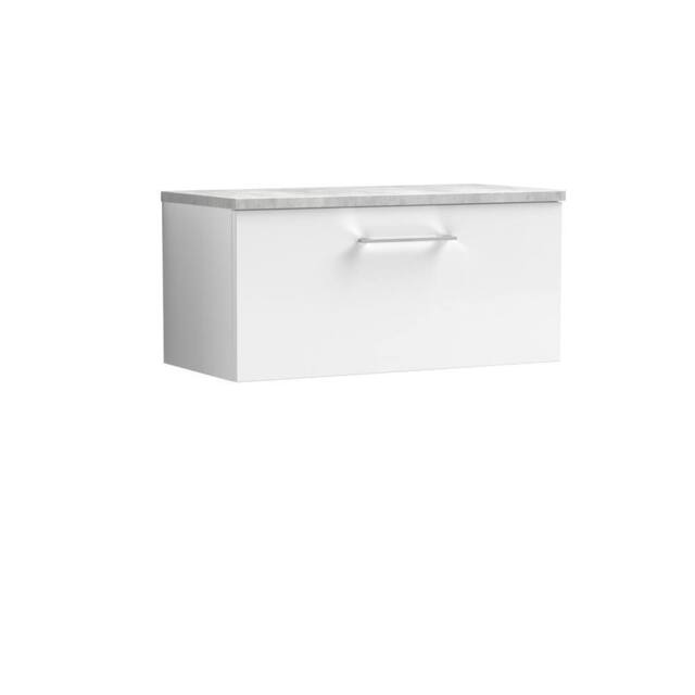 Balterley Level 800mm Wall Hung 1 Drawer Unit & Laminate Worktop - Gloss White - image 1