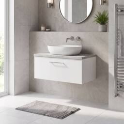 Balterley Level 800mm Wall Hung 1 Drawer Unit & Laminate Worktop - Gloss White - thumbnail 4