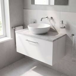 Balterley Level 800mm Wall Hung 1 Drawer Unit & Laminate Worktop - Gloss White - thumbnail 3